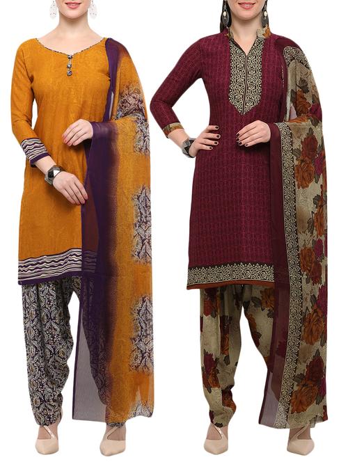 printed unstitched combo suit - 16247532 - Very Small Image - 1