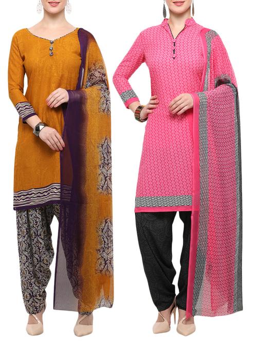 printed unstitched combo suit - 16247534 - Very Small Image - 1