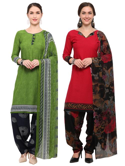 printed unstitched combo suit - 16247564 - Very Small Image - 1