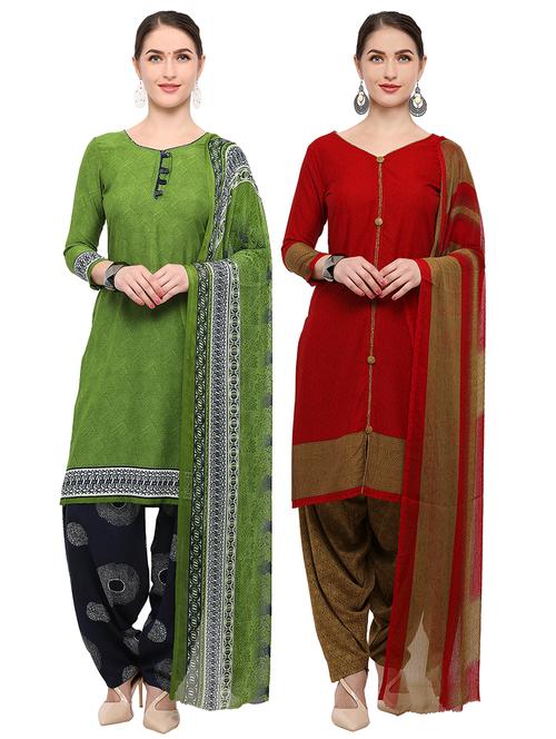 printed unstitched combo suit - 16247569 - Very Small Image - 1