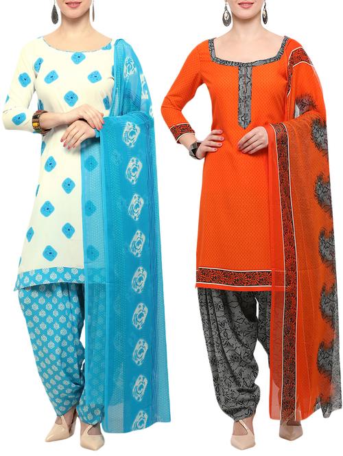 printed unstitched combo suit - 16247604 - Very Small Image - 1