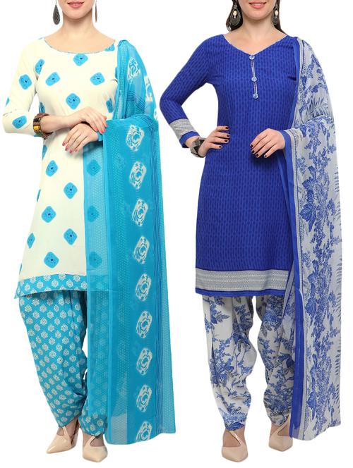 printed unstitched combo suit - 16247614 - Very Small Image - 1