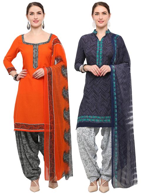 printed unstitched combo suit - 16247680 - Very Small Image - 1