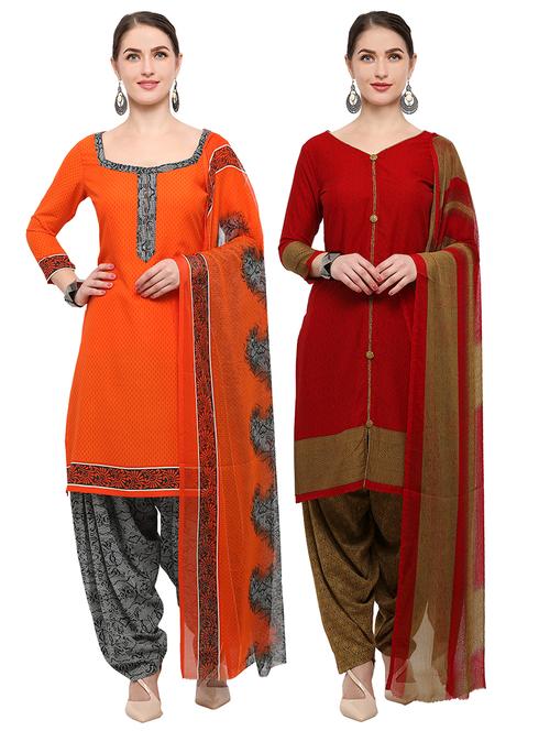 printed unstitched combo suit - 16247683 - Very Small Image - 1