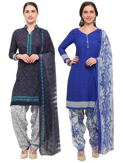 printed unstitched combo suit - 16247725 - Very Small Image - 1