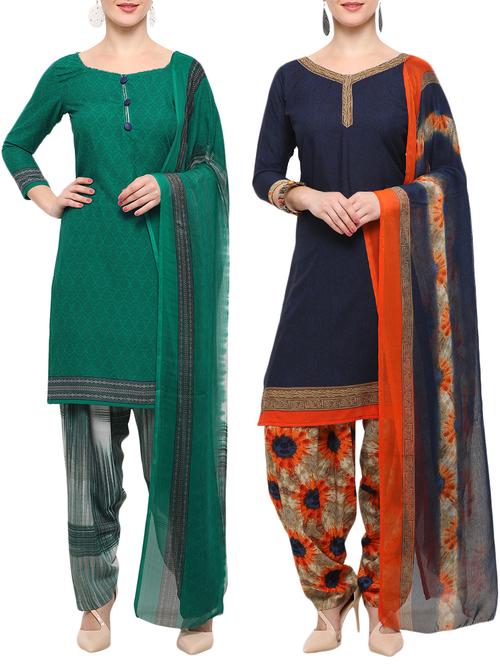 printed unstitched combo suit - 16247755 - Very Small Image - 1
