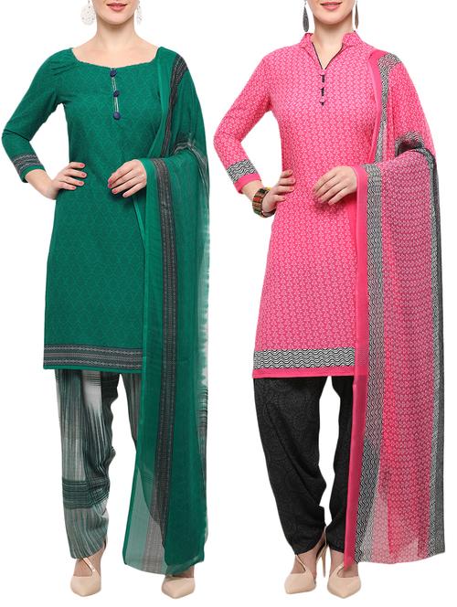 printed unstitched combo suit - 16247758 - Very Small Image - 1