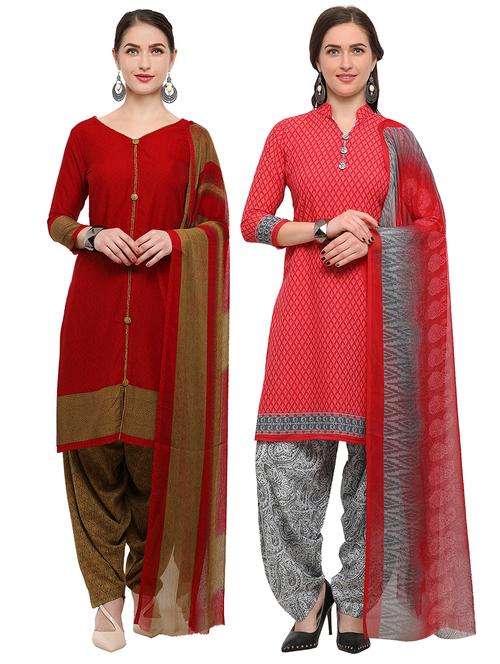 printed unstitched combo suit - 16247821 - Very Small Image - 1