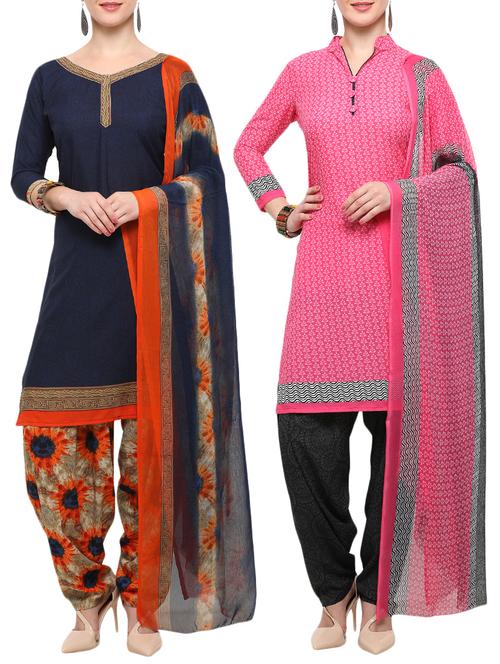 printed unstitched combo suit - 16247898 - Very Small Image - 1