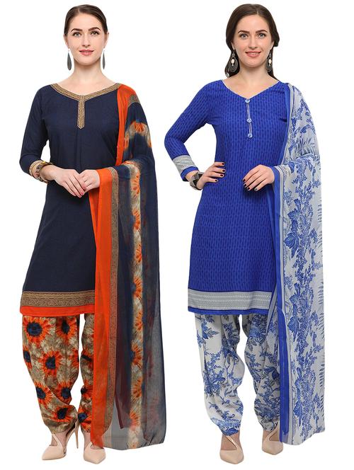 printed unstitched combo suit - 16247899 - Very Small Image - 1