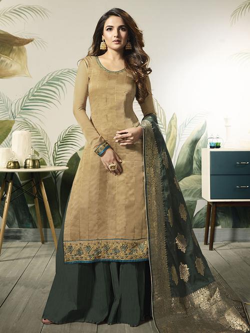 embroidered palazzo semi-stitched suit - 16249059 - Very Small Image - 1