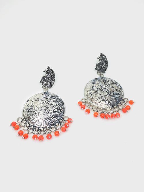 orange metal drop earring - 16249431 - Very Small Image - 1