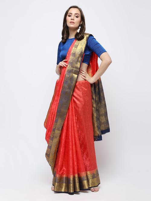 contrast border zari work saree with blouse - 16249865 - Very Small Image - 1