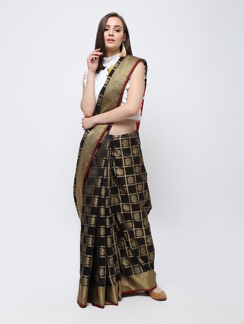 zari work kanjivaram saree with blouse - 16249879 - Very Small Image - 1