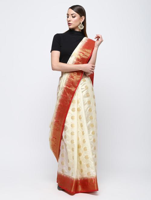 offwhite silk kanjivaram saree with blouse - 16249888 - Very Small Image - 1