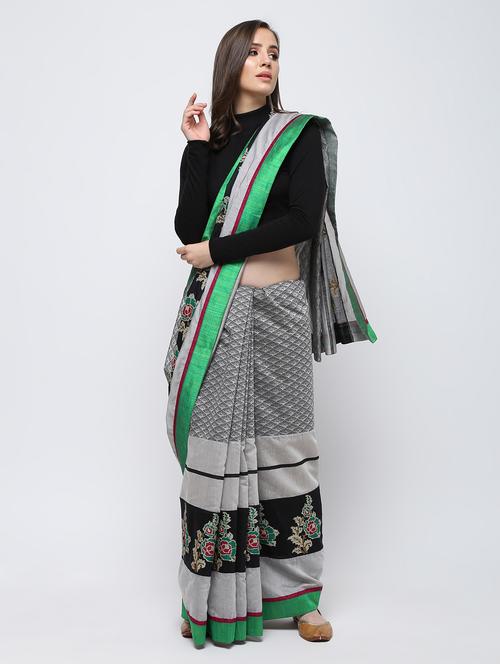 lace border embroidered saree with blouse - 16249908 - Very Small Image - 1