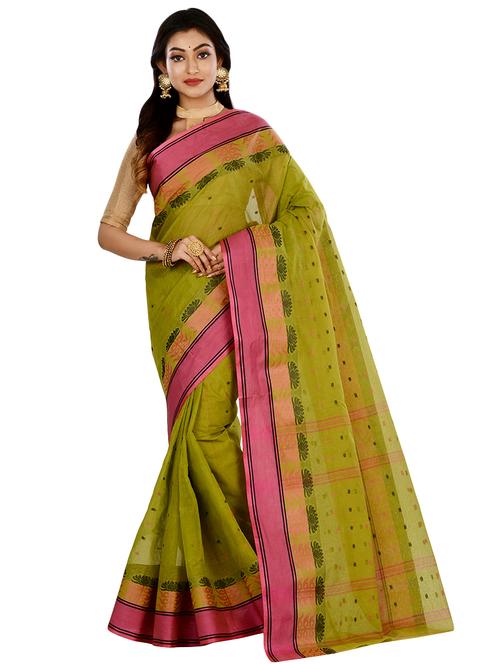 contrast border tant saree - 16249940 - Very Small Image - 1