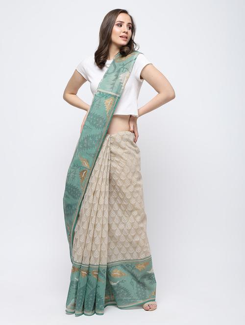 ethnic motifs woven saree with blouse - 16249978 - Very Small Image - 1