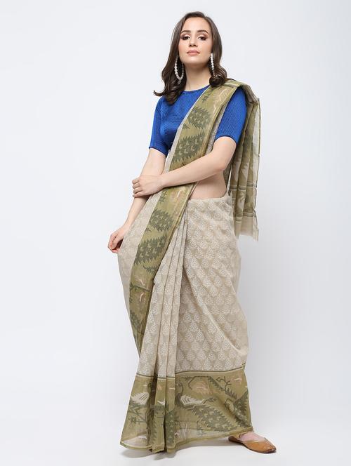 ethnic motifs woven saree with blouse - 16249979 - Very Small Image - 1
