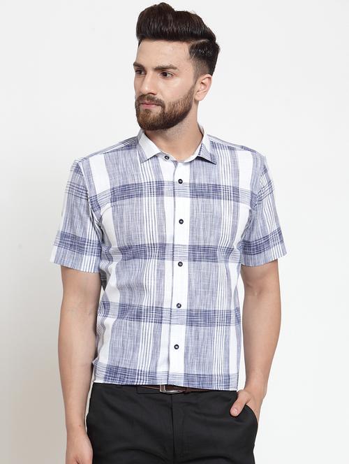 blue checkered casual shirt - 16250066 - Very Small Image - 1