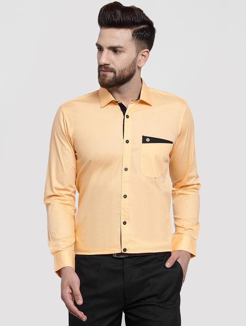 orange solid casual shirt - 16250071 - Very Small Image - 1