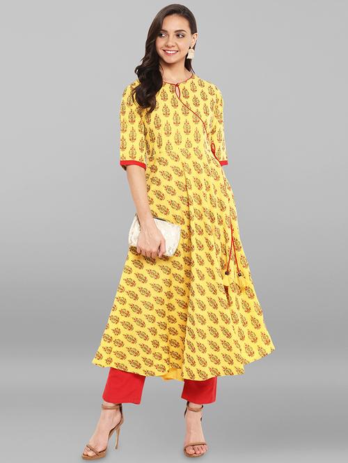 floral printed flared kurta - 16250359 - Very Small Image - 1