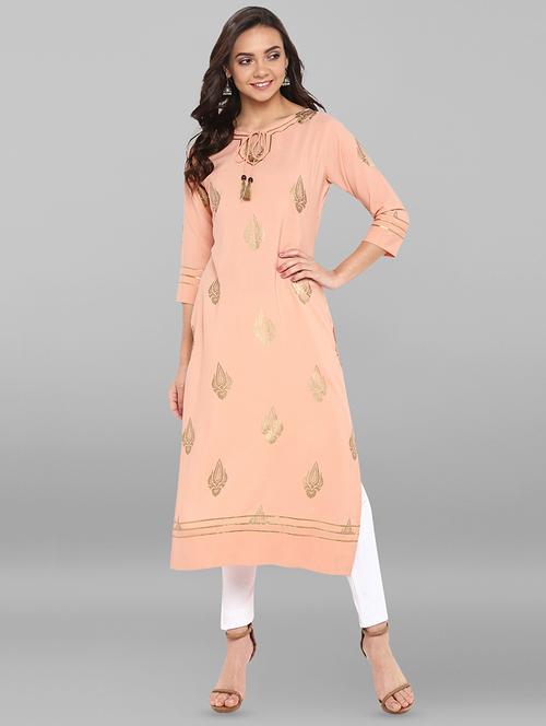 foil printed straight kurta - 16250371 - Very Small Image - 1