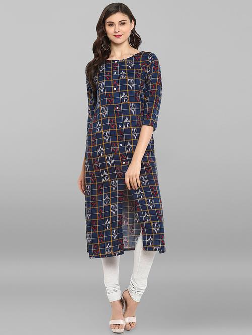 ikat printed straight kurta - 16250386 - Very Small Image - 1