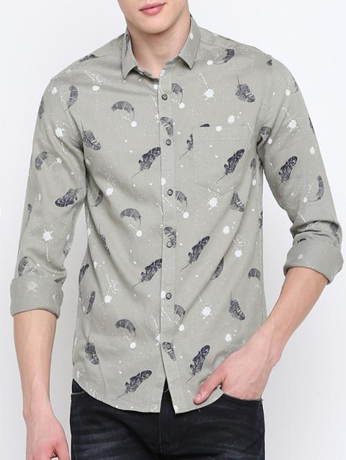 grey printed casual shirt - 16251237 - Very Small Image - 1