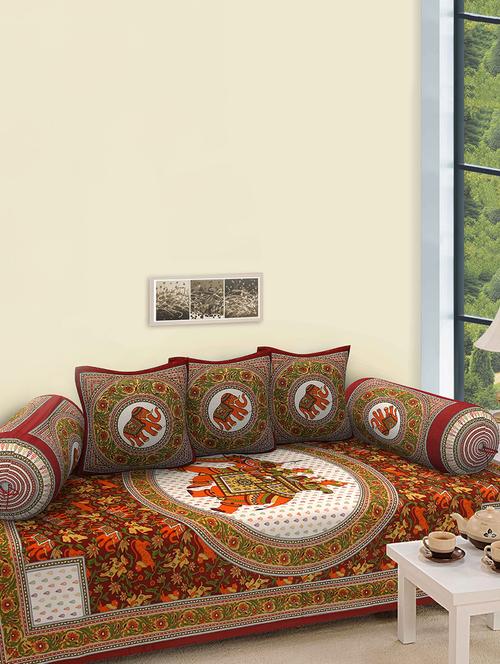 cotton printed diwan set(pack of 6) - 16251246 - Very Small Image - 1