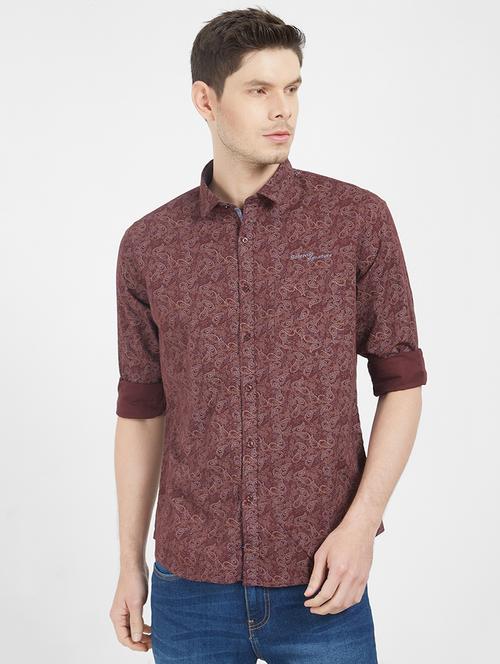 red paisley printed casual shirt - 16251276 - Very Small Image - 1