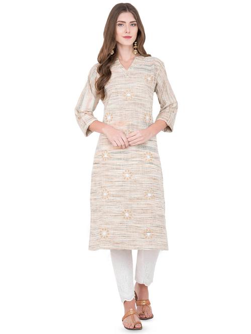 embroidered straight kurta - 16251534 - Very Small Image - 1