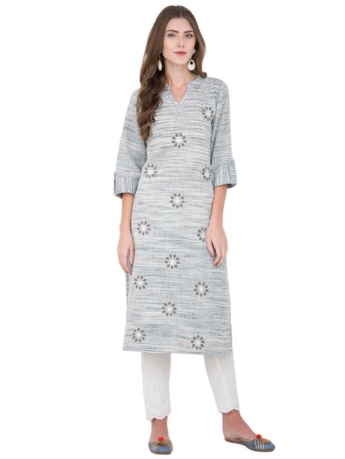 embroidered straight kurta - 16251537 - Very Small Image - 1