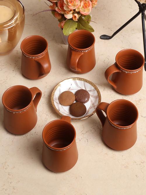 unravel india earthern print ceramic tea/coffee mug (set of 6) - 16251684 - Very Small Image - 1