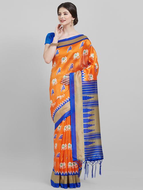 ika printed saree with blouse - 16251926 - Very Small Image - 1
