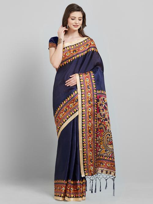 kalamkari printed saree with blouse - 16251953 - Very Small Image - 1