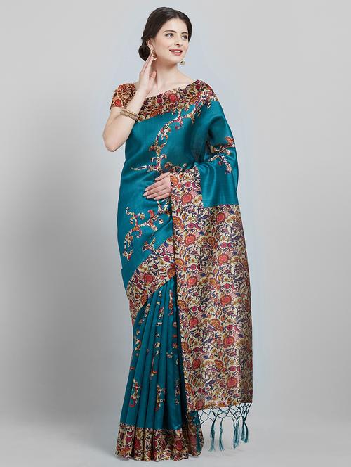 kalamkari printed saree with blouse - 16251954 - Very Small Image - 1