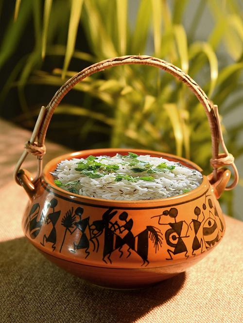 ceramic warli design biryani serving bowl - 16252210 - Very Small Image - 1