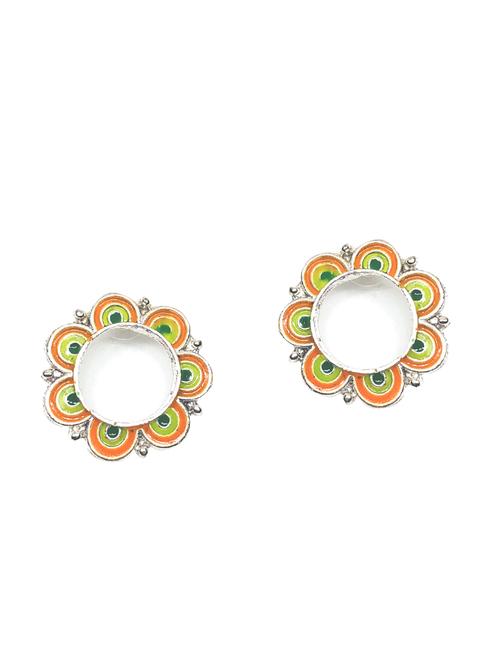 orange metal studs earring - 16252336 - Very Small Image - 1