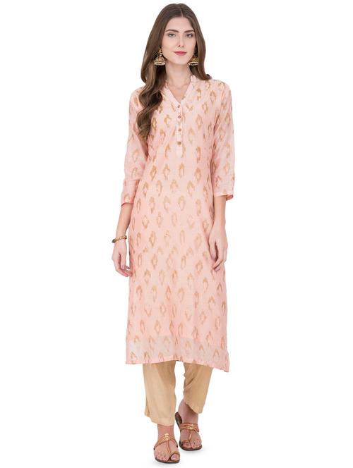 foil printed straight kurta - 16252377 - Very Small Image - 1