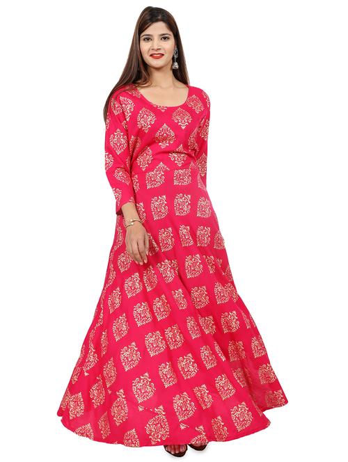 foil printed fit & flare gown - 16252850 - Very Small Image - 1