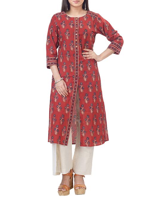 women's front slit kurta - 16252885 - Very Small Image - 1