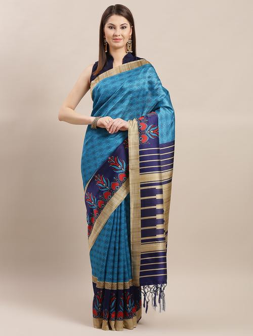 geometrical printed saree with blouse - 16252898 - Very Small Image - 1