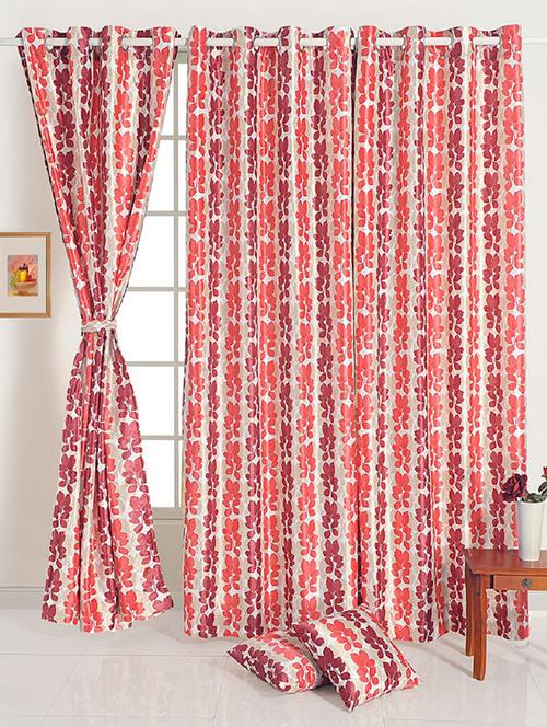 floral print polyester 220 gsm set of 2 eyelet window curtain - 16253001 - Very Small Image - 1