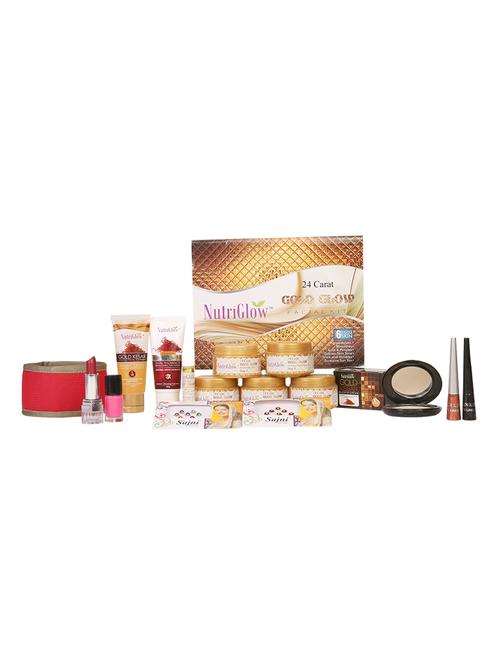 nutriglow_ 24 carat gold glow facial kit + 1 24 carat gold bleach cream + makeup kit - 16253298 - Very Small Image - 1