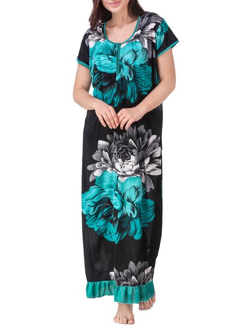ruffle trim floral nightwear gown - 16253390 - Very Small Image - 1