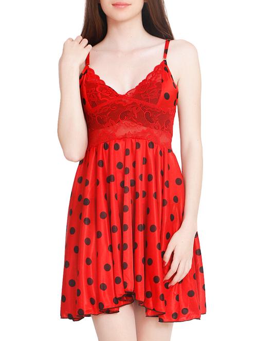lace panel polka dots babydoll - 16253414 - Very Small Image - 1