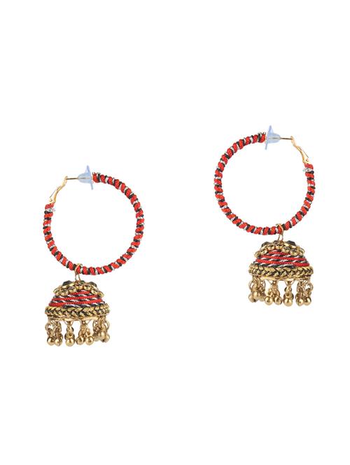 red brass jhumka earring - 16253747 - Very Small Image - 1