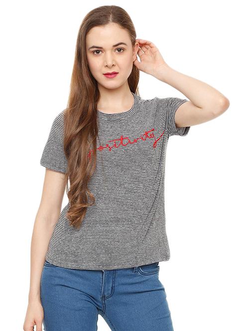 round neck striped top - 16255101 - Very Small Image - 1
