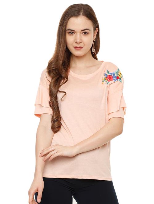 short sleeves embroidered top - 16255102 - Very Small Image - 1